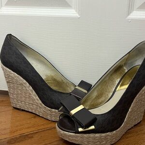Michael Kors Black and Tan Wedge Shoes